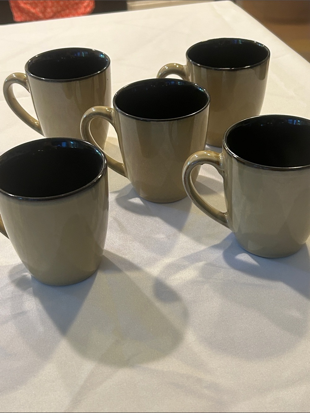 Pfaltzgraff Ceramic Floral Coffee Mugs Set - Beige with Red Flower (Set of 5) - Picture 3 of 9